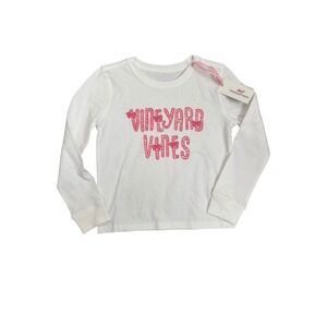 Vineyard Vines Girls White Candy Cane Bow Long Sleeve Shirt Christmas Size 5 NWT